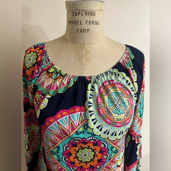 2B Together Bright Medallion Bohemian Dress Size Small - Picture 2 of 7